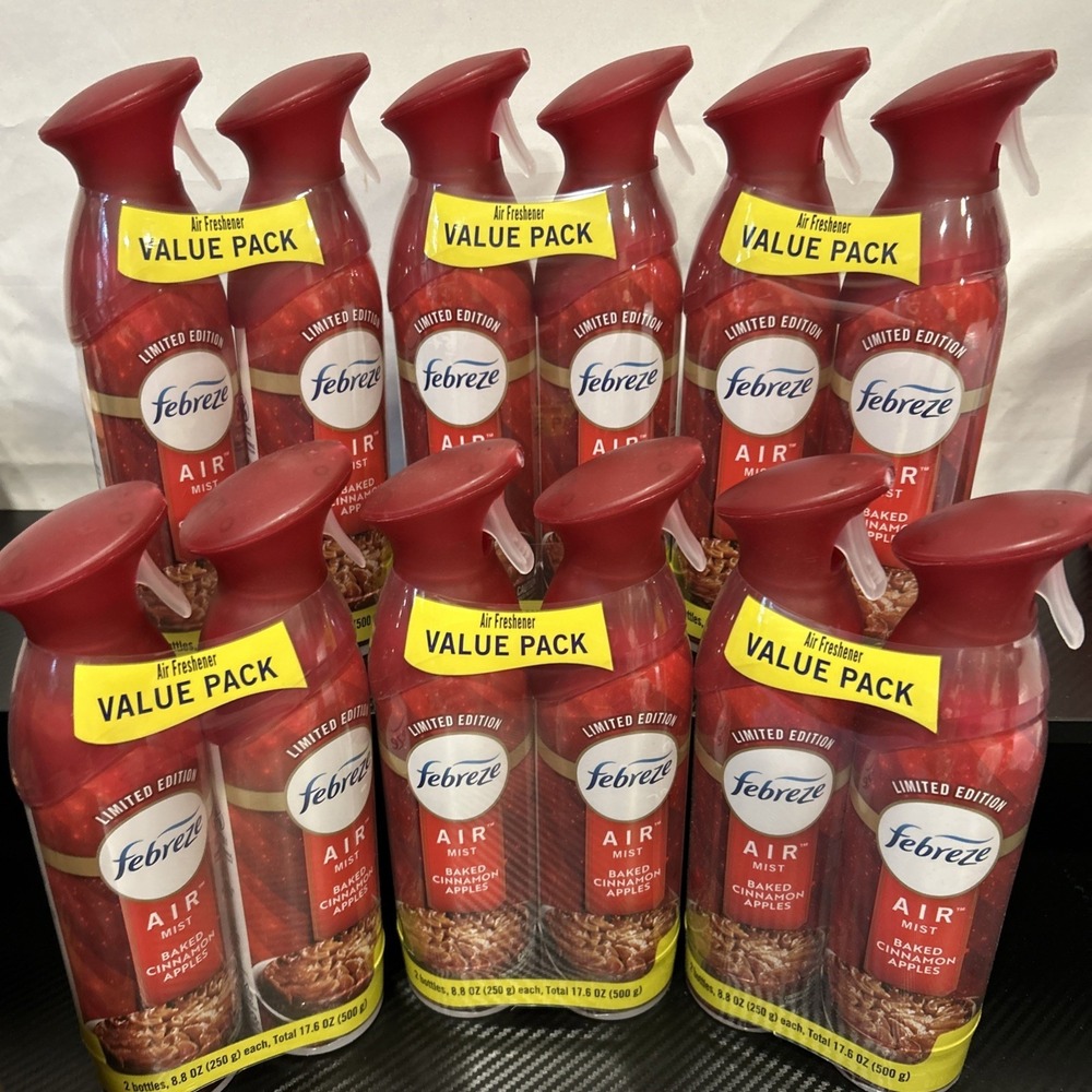 12 PACK-Febreze Air BAKED CINNAMON APPLES Room Freshener Limited Edition Spray